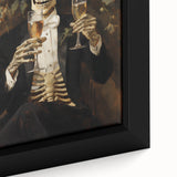 Spooky Wall Art - Elegant Skeleton Champagne Halloween Canvas