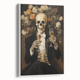 Spooky Wall Art - Elegant Skeleton Champagne Halloween Canvas