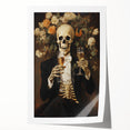 Spooky Wall Art - Elegant Skeleton Champagne Halloween Canvas