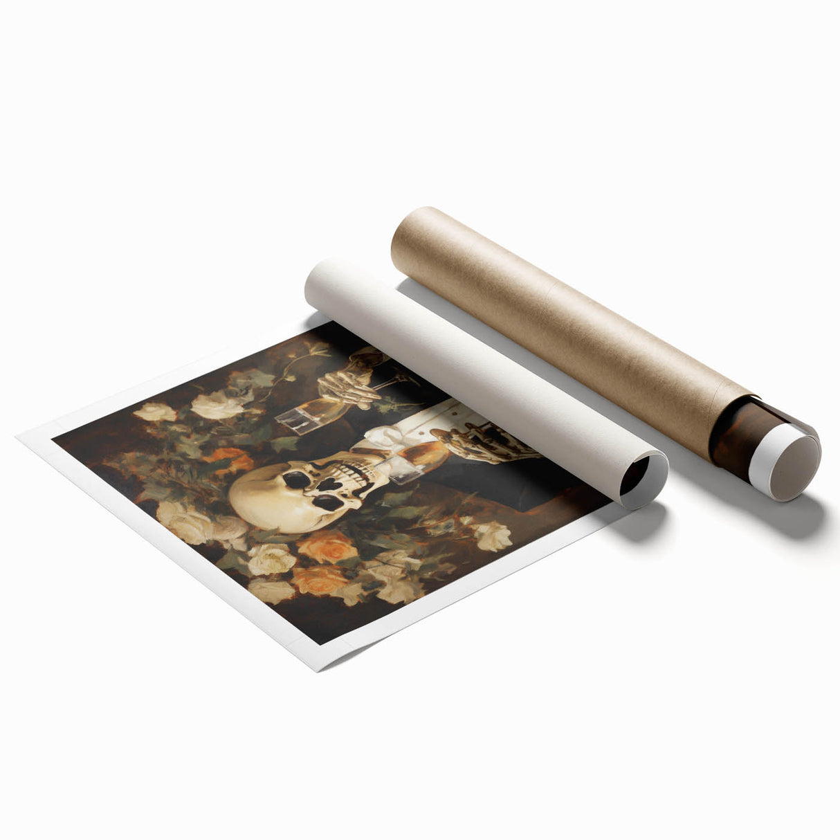 Spooky Wall Art - Elegant Skeleton Champagne Halloween Canvas