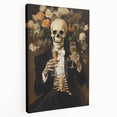 Spooky Wall Art - Elegant Skeleton Champagne Halloween Canvas