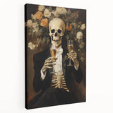 Spooky Wall Art - Elegant Skeleton Champagne Halloween Canvas