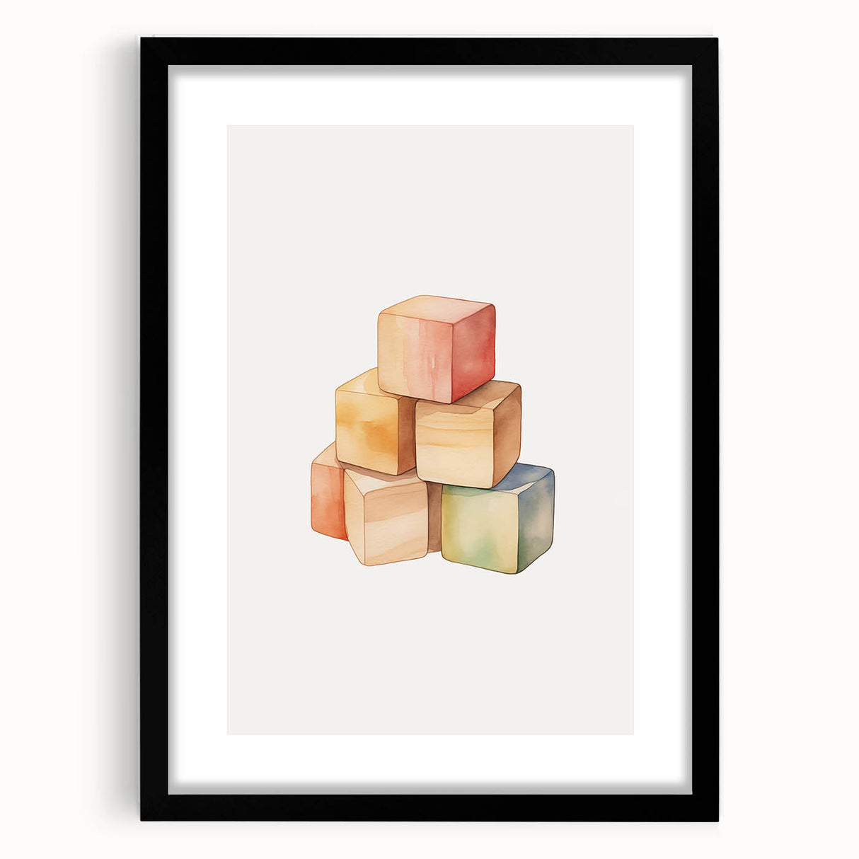 Colorful Wooden Blocks Nursery Wall Art – Baby Room Decor Prints