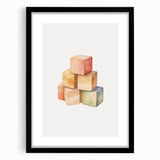 Colorful Wooden Blocks Nursery Wall Art – Baby Room Decor Prints