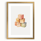 Colorful Wooden Blocks Nursery Wall Art – Baby Room Decor Prints