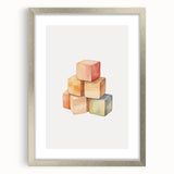 Colorful Wooden Blocks Nursery Wall Art – Baby Room Decor Prints