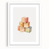 Colorful Wooden Blocks Nursery Wall Art – Baby Room Decor Prints