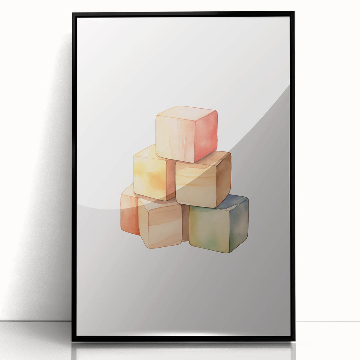 Colorful Wooden Blocks Nursery Wall Art – Baby Room Decor Prints