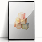 Colorful Wooden Blocks Nursery Wall Art – Baby Room Decor Prints