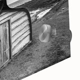 Close-up of vibrant landscape barn wall art printed on acrylic glass, showcasing rich colors and intricate details, perfect for modern home decor.