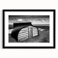 Black-framed landscape barn wall art featuring a rustic design, complete with a white mat, perfect for home decor enhancement and farmhouse aesthetics.