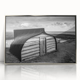 Framed acrylic wall art depicting a serene landscape with a rustic barn, set in a silver frame. Ideal for enhancing home decor with a touch of nature.