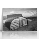 Framed acrylic wall art showcasing a serene landscape with a rustic barn, featuring vibrant colors and detailed textures, perfect for enhancing home decor.