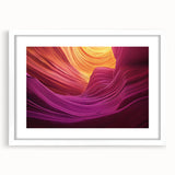 Landscape artwork depicting vibrant canyons framed in white matting, showcasing rich colors and intricate details, perfect for home decor or office spaces.