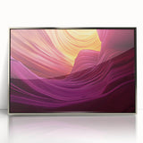 Framed acrylic artwork depicting a stunning landscape of canyons in vibrant colors, ideal for home decor, showcasing natural beauty and artistic design.