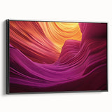 Framed canvas artwork depicting a stunning landscape of canyons in vibrant colors, showcasing intricate details and textures, ideal for home decor enthusiasts.