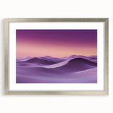 Framed landscape artwork showcasing serene sand dunes in a silver frame with a white mat, ideal for enhancing modern home decor and adding a touch of elegance.
