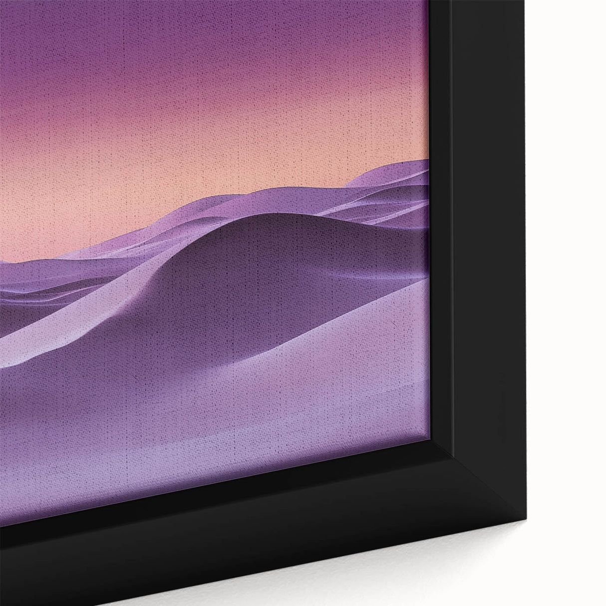 Close-up of a framed canvas depicting vibrant sand dunes at sunset, showcasing rich gold and orange hues that evoke a sense of tranquility and warmth. Ideal for home decor.