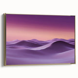 Framed canvas artwork showcasing a serene landscape of sand dunes in warm gold tones, elegantly displayed from a side view, perfect for enhancing modern home decor.