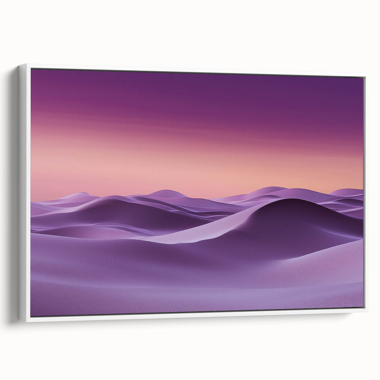 Framed canvas artwork depicting serene sand dunes in a minimalist style, showcasing soft beige and white tones, perfect for enhancing modern home decor.
