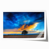 Stunning landscape print featuring vibrant green fields under a bright blue sky, rolled and packaged in a protective tube, ideal for home decor and art enthusiasts.