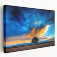 Vibrant landscape canvas artwork featuring rolling green fields and a serene sky, showcasing a side view with rich colors and textured details, perfect for home decor.