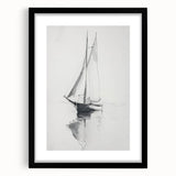 Black framed landscape artwork with a mat, showcasing a serene natural scene, ideal for home decor. The elegant design enhances modern interiors.