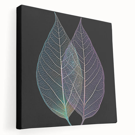 Close-up of green leaves on a large stretched canvas, ideal for kitchen wall art.