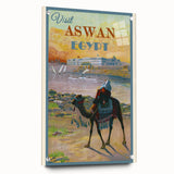 Retro Aswan Egypt Travel Poster – Vintage Desert & River Art