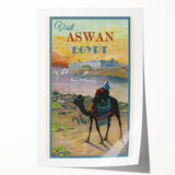 Retro Aswan Egypt Travel Poster – Vintage Desert & River Art