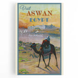 Retro Aswan Egypt Travel Poster – Vintage Desert & River Art