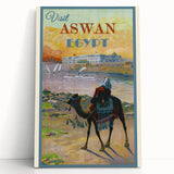 Retro Aswan Egypt Travel Poster – Vintage Desert & River Art