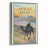 Retro Aswan Egypt Travel Poster – Vintage Desert & River Art
