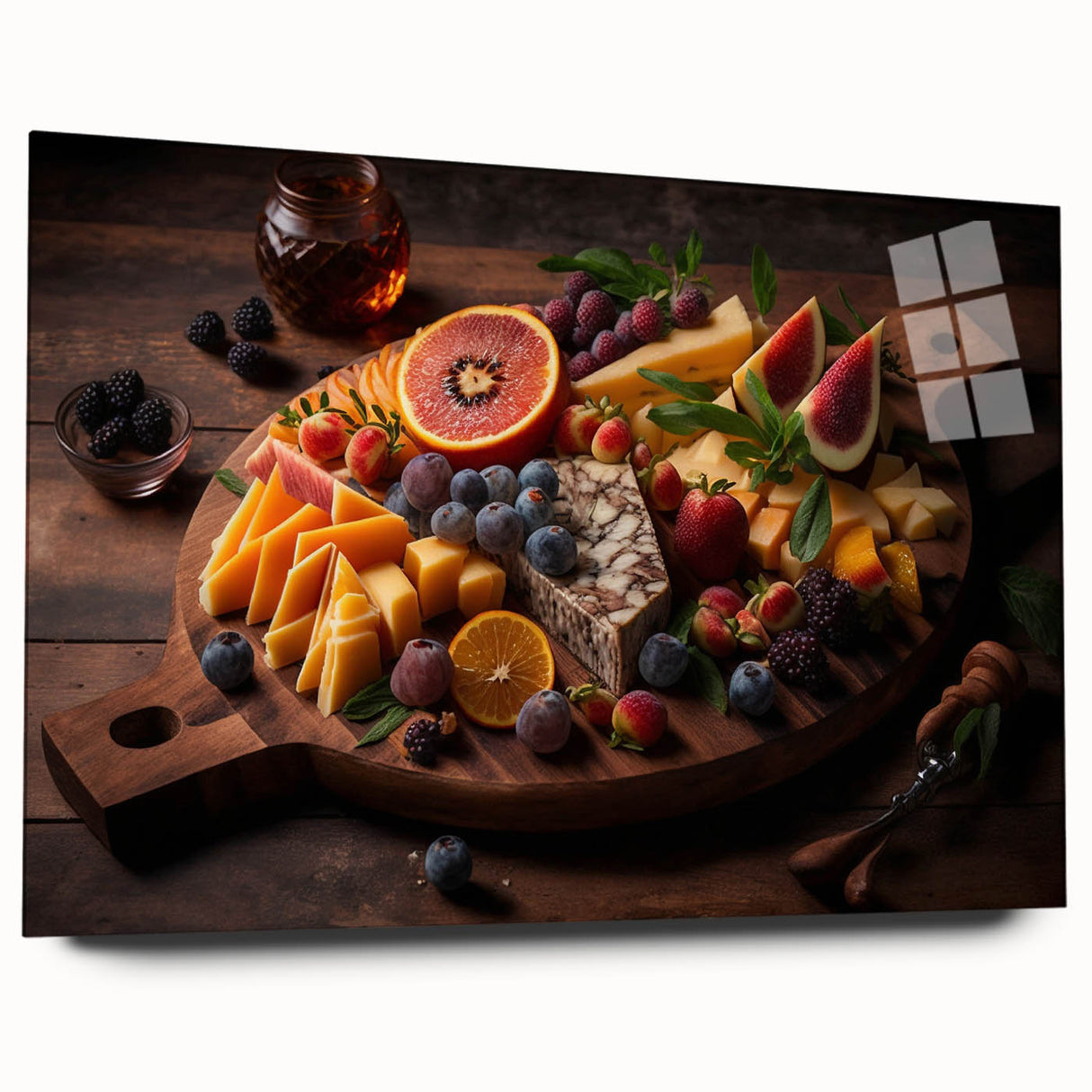 Gourmet Cheese & Fruit Board – Rustic Kitchen Food Art Print
