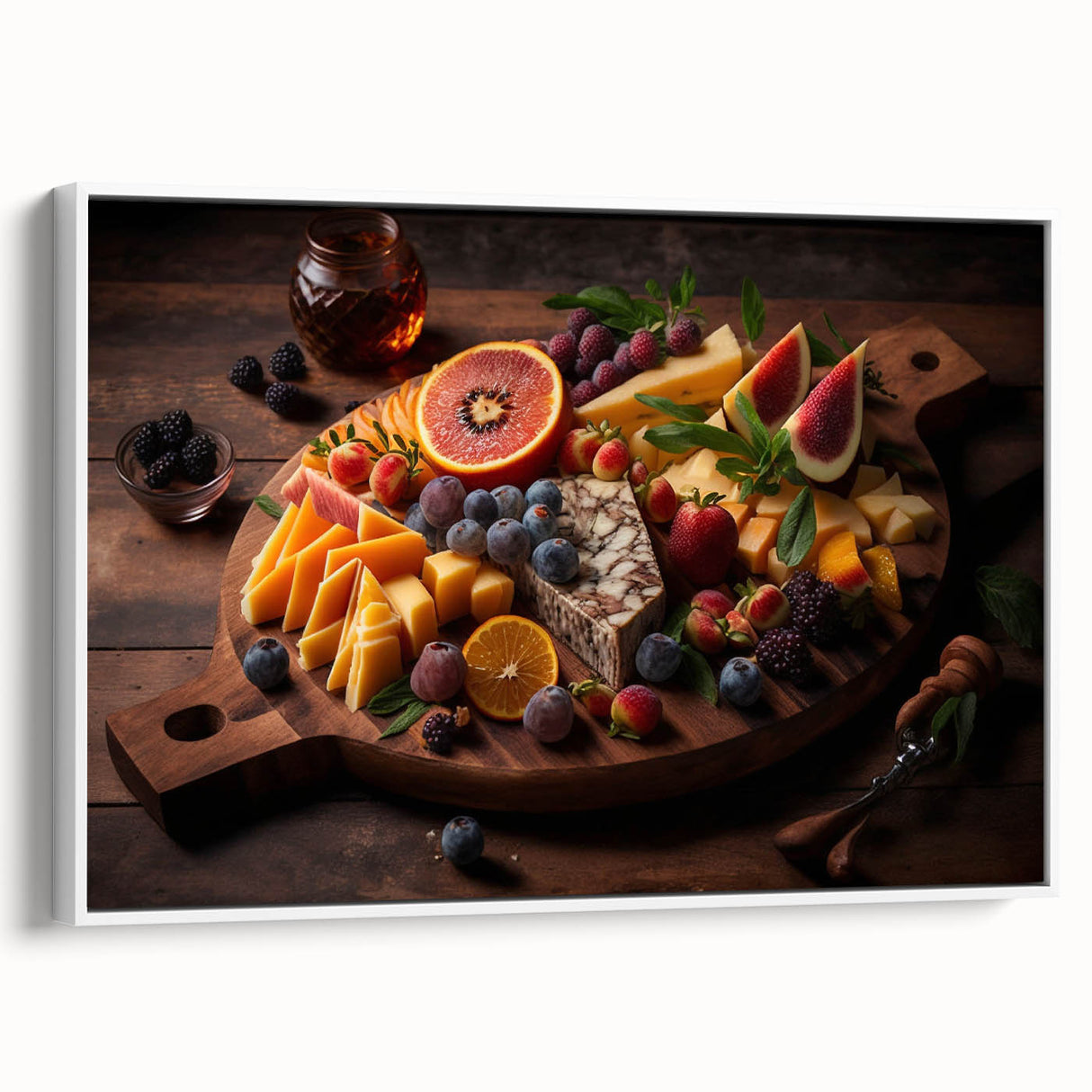 Gourmet Cheese & Fruit Board – Rustic Kitchen Food Art Print