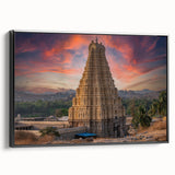 Black and white framed canvas featuring a vintage-style landscape of an Indian scenery, ideal for bedroom wall decor.