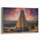 Landscape art painting of an Indian scenery in vibrant colors on framed canvas, ideal for living room decor.