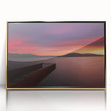 Art Deco poster of an Albanian landscape in muted gold tones on framed acrylic, suitable for modern nursery decor.