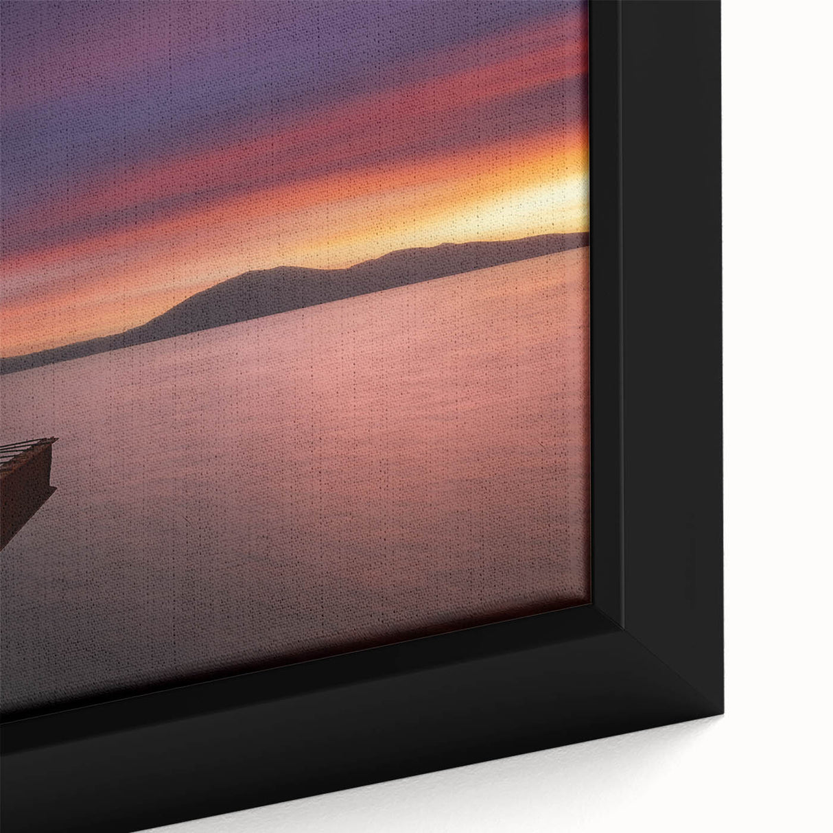 Textured black wall art depicting a colorful Albanian landscape on a framed canvas, ideal for living room decor.