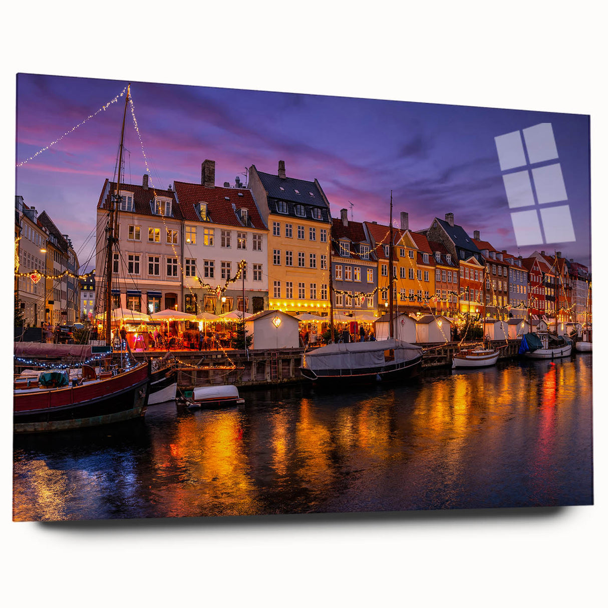 Large abstract depiction of a European scenery in muted earth tones on acrylic glass, ideal for bedroom or dining room art.