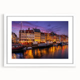 Textured abstract art print of a European scenery in muted earth tones, framed with a white mat, suitable for bedroom decor.