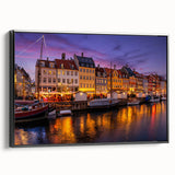 Black and white landscape art painting of a European countryside on framed canvas, ideal for bedroom wall decor.