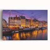 Black and white photograph of a European cityscape on stretched canvas, ideal for kitchen wall art or bedroom decor.