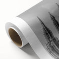 Art deco poster of London skyline in pastel shades on rolled canvas, ideal for nursery wall art.