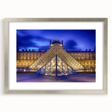 Extra large abstract art print of a Parisian scenery in textured silver frame, ideal for living room decor.