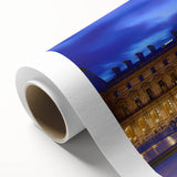 Art Deco poster of Paris scenery on rolled canvas, featuring muted pastel shades, ideal for nursery wall art.