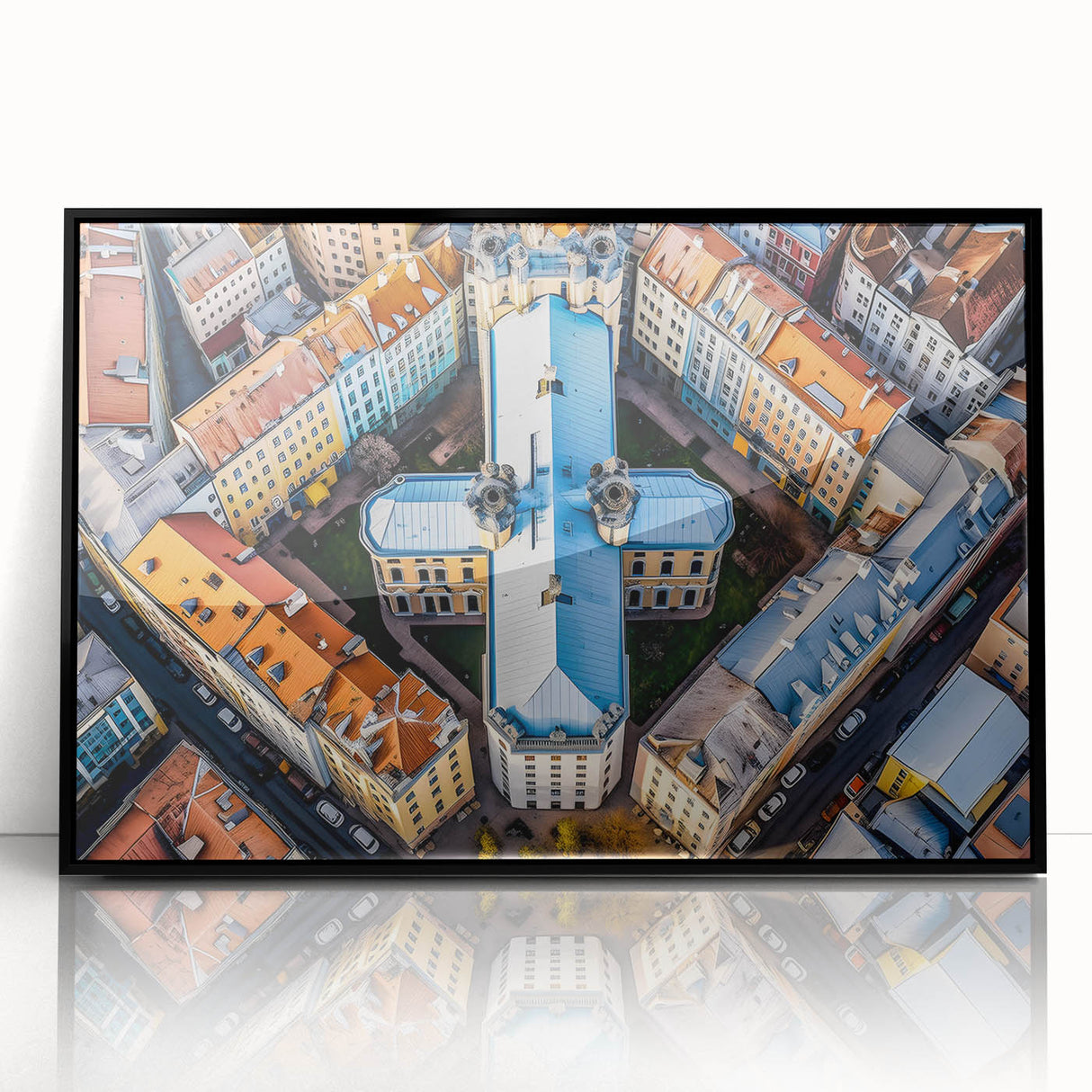 Large abstract wall art depicting a European Lithuanian landscape in muted earth tones on a framed acrylic panel.