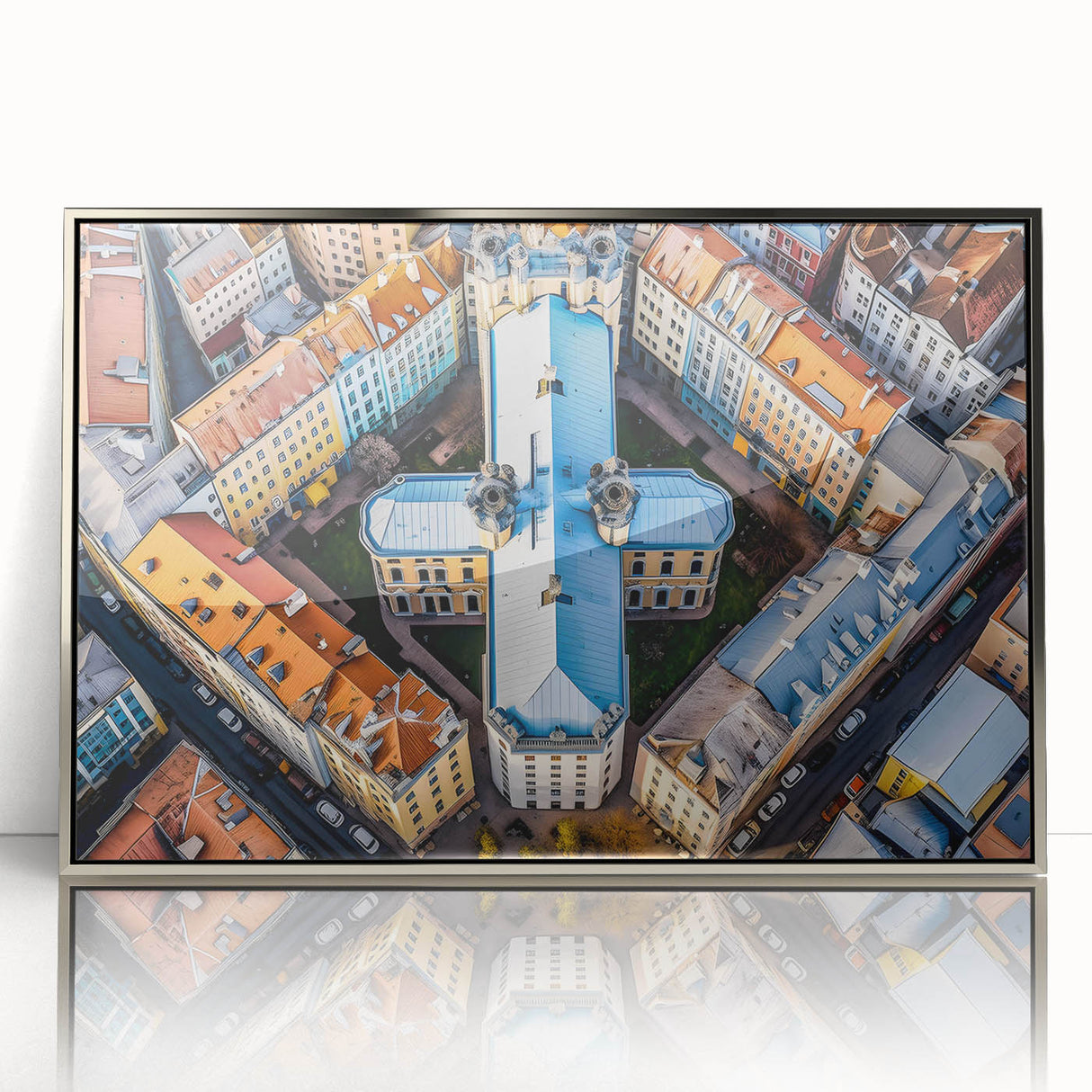 Large art print of a European Lithuania scenery in muted earth tones on a framed acrylic, ideal for modern art wall decor.