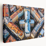 Lithuanian landscape on large stretched canvas featuring muted earth tones, ideal for kitchen wall art.