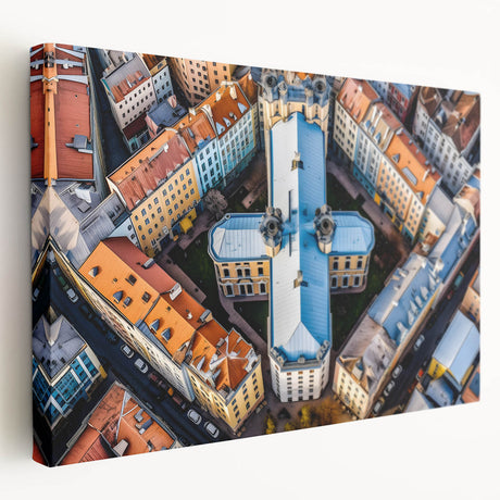 Lithuanian landscape on large stretched canvas featuring muted earth tones, ideal for kitchen wall art.
